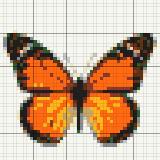 a butterfly converted to a Perler bead pattern