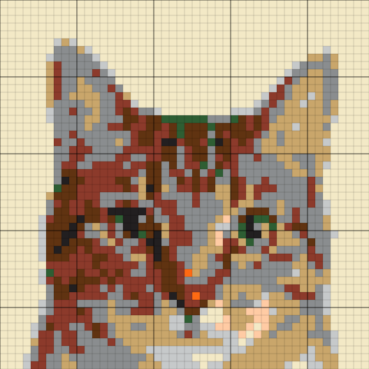 a cat photo converted to a Perler bead pattern