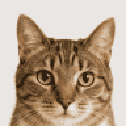 a cat photo converted to pixel art