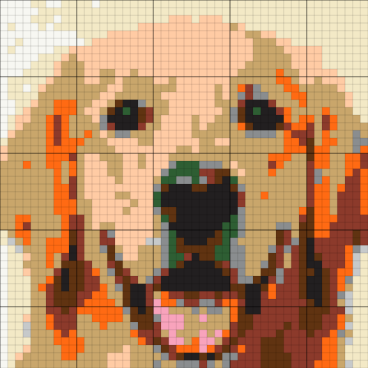 a dog photo turned into a Perler bead pattern