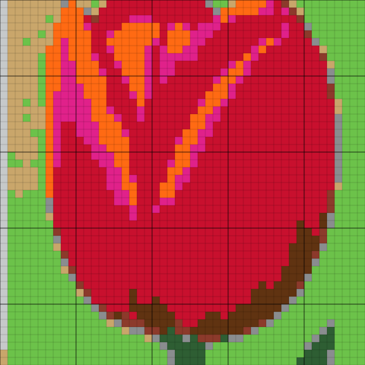 A flower photo converted to a Perler bead pattern