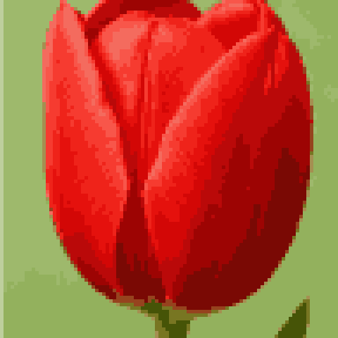 a flower photo converted to pixel art