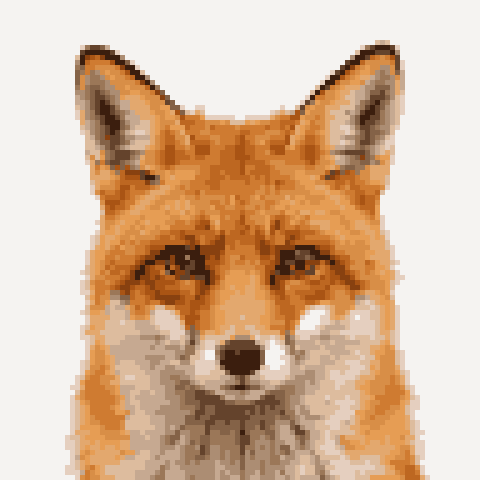 a fox photo converted to pixel art