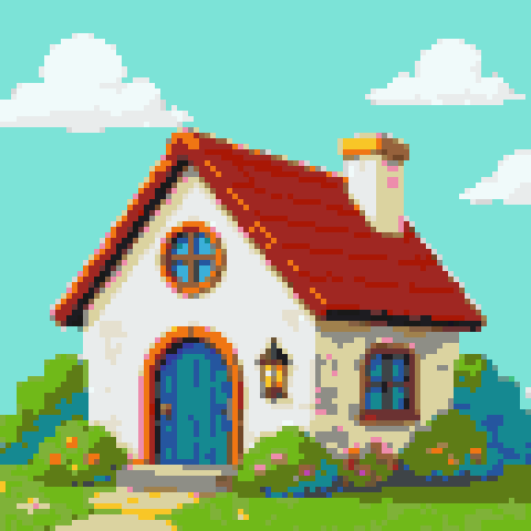 a house converted to Minecraft block art