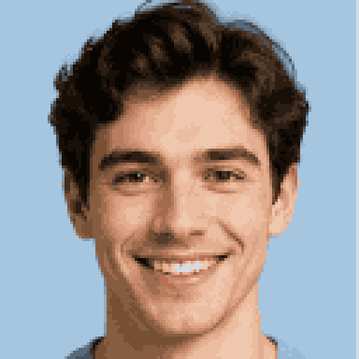 a portrait photo turned into a pixel avatar