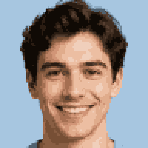 a portrait photo converted to pixel art