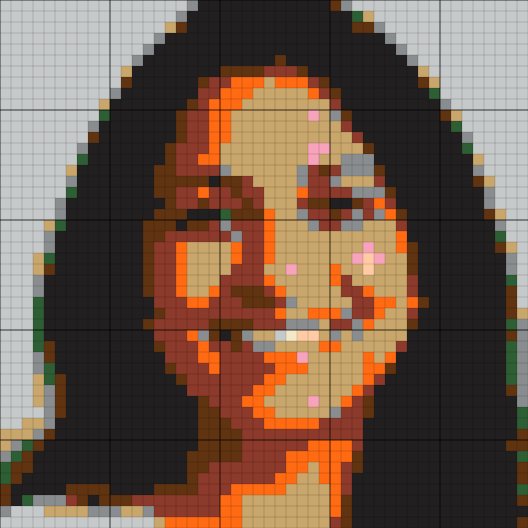 A portrait photo converted to a Perler bead pattern