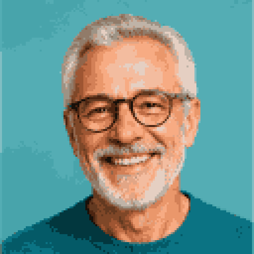 a portrait turned into a pixel avatar